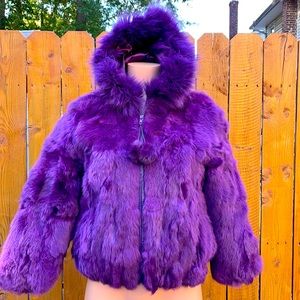 Girls Genuine fur hooded coat